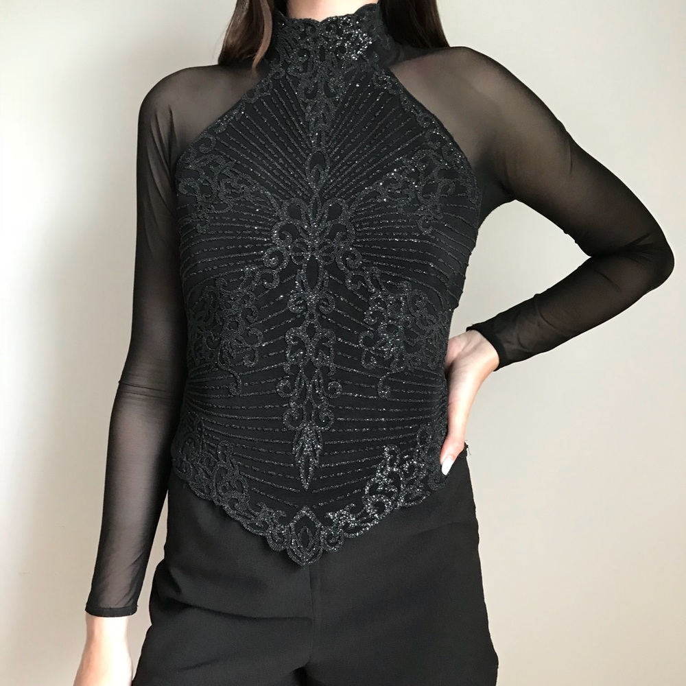 Long Sleeve Beaded Top